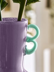 Purple Glass Wiggle Handle Vase - Image 2 of 5