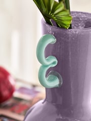 Purple Glass Wiggle Handle Vase - Image 3 of 5