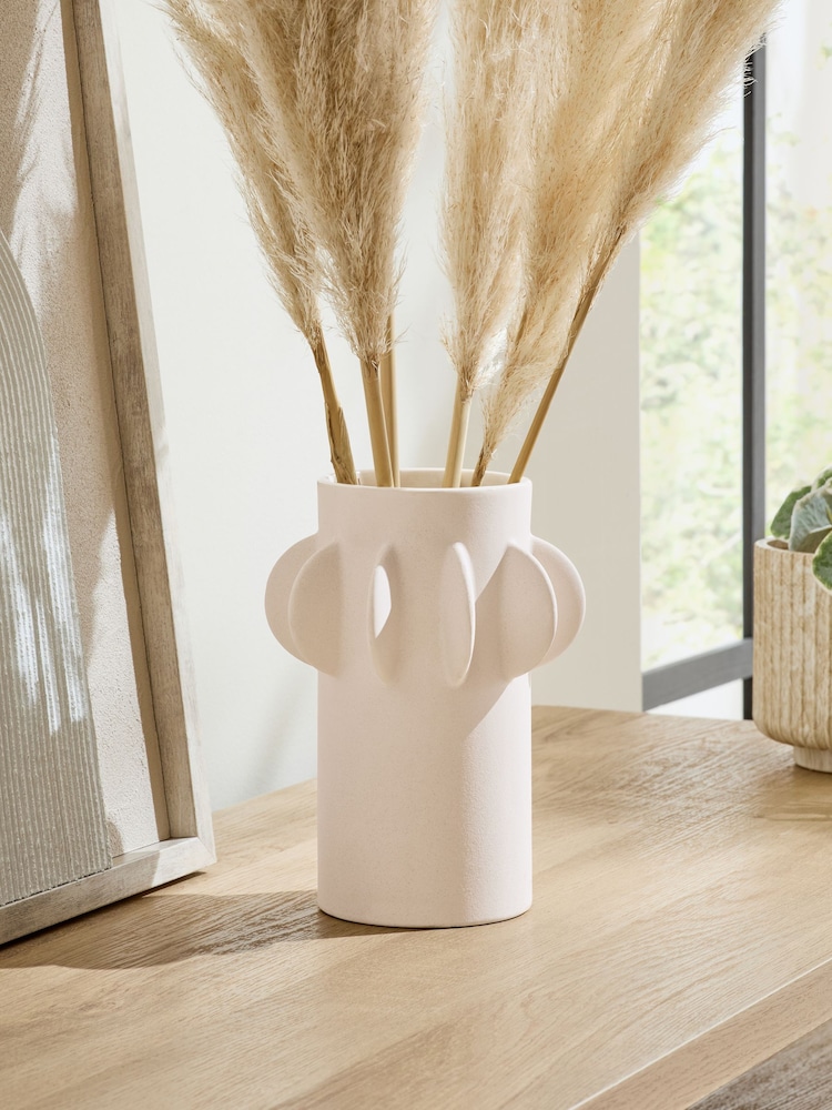Natural Ceramic Scandi Disk Small Vase - Image 1 of 5