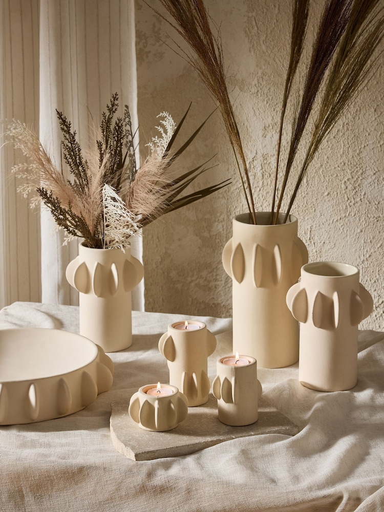 Natural Ceramic Scandi Disk Small Vase - Image 3 of 6