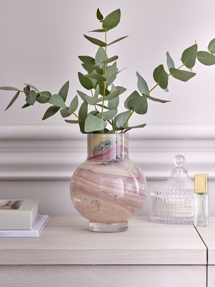 Pink Swirl Glass Vase - Image 1 of 4