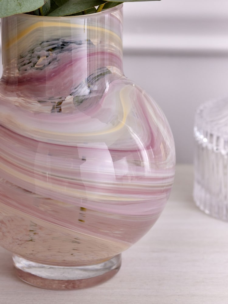 Pink Swirl Glass Vase - Image 2 of 4