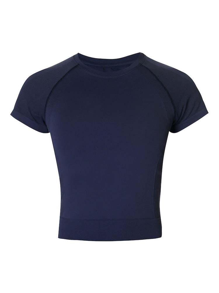 Sweaty Betty Blue Athlete Crop Seamless Workout T-Shirt - Image 7 of 7