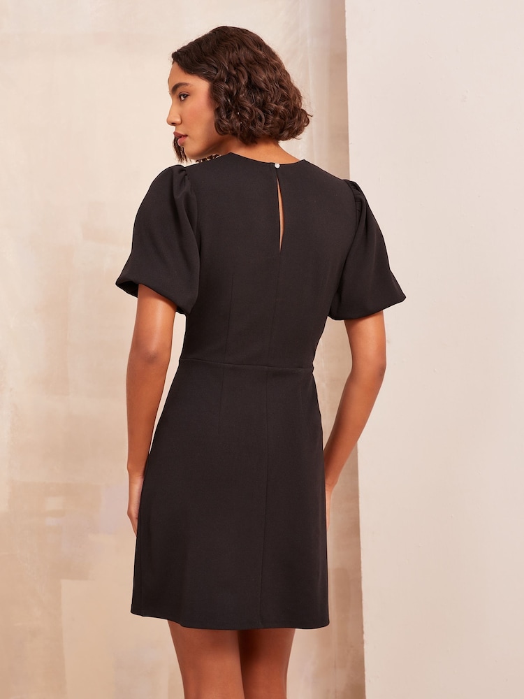 Friends Like These Black Short Sleeve Mini Dress With Bow Detailing - Image 4 of 4 Friends Like These Black Short Sleeve Mini Dress With Bow Detailing - Image 4 of 4