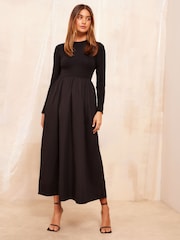 Friends Like These Black Long Sleeve 2in1 Midi Dress - Image 3 of 4