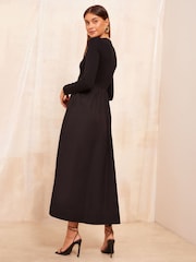 Friends Like These Black Long Sleeve 2in1 Midi Dress - Image 4 of 4