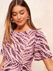 Friends Like These Purple Animal ITY Flutter Short Sleeve Midi Dress - Image 4 of 4