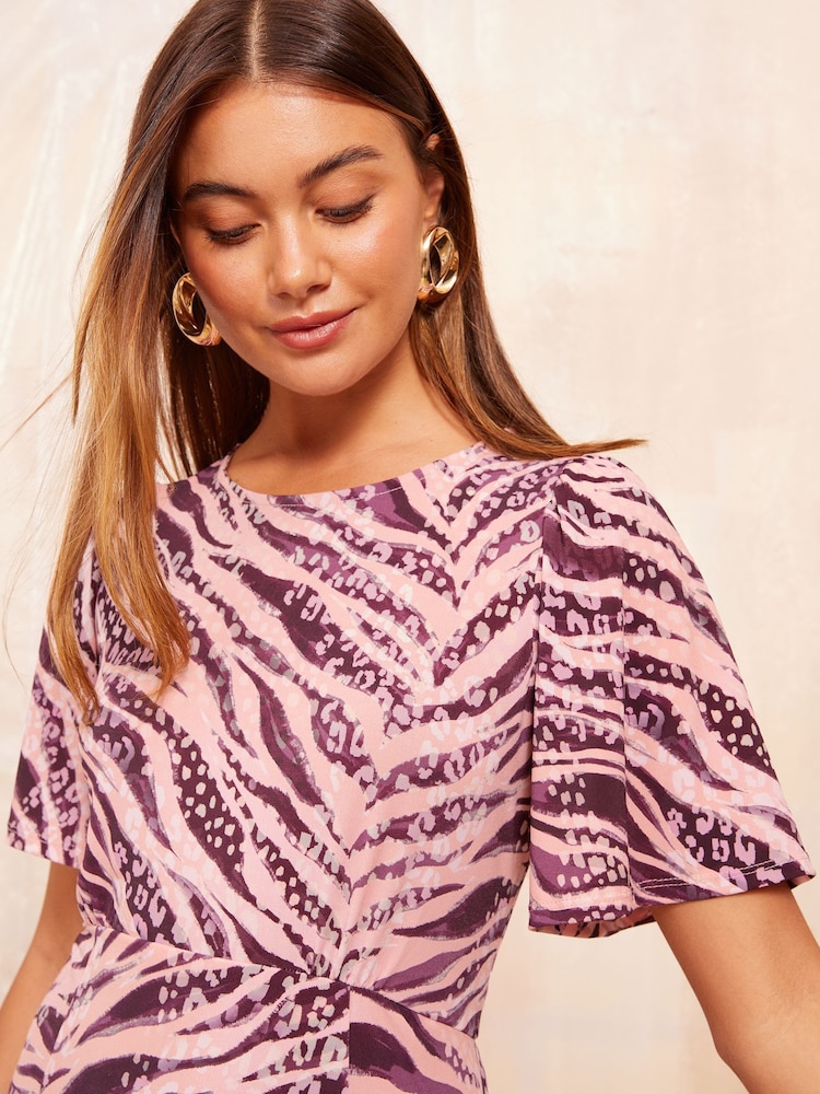 Friends Like These Purple Animal ITY Flutter Short Sleeve Midi Dress - Image 4 of 4