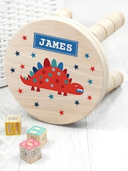 Kids Personalised Dinosaur Wooden Stool by Treat Republic - Image 1 of 5