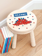 Kids Personalised Dinosaur Wooden Stool by Treat Republic - Image 2 of 5