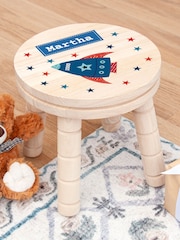 Personalised Kid’s Rocket Wooden Stool by Treat Republic - Image 3 of 5