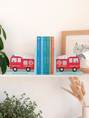 Kids Red Personalised Fire Engine Bookends by Treat Republic - Image 1 of 5