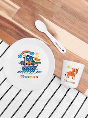Kids Personalised Noahs Ark White Dinner Set by Treat Republic - Image 1 of 4