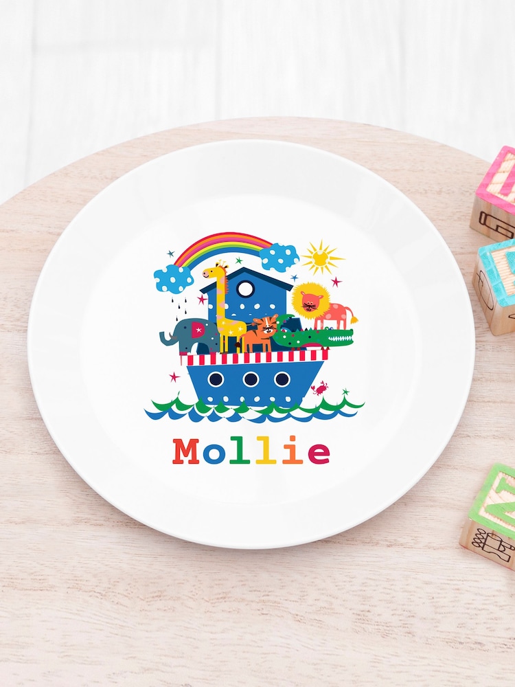 Kids Personalised Noahs Ark White Dinner Set by Treat Republic - Image 2 of 4