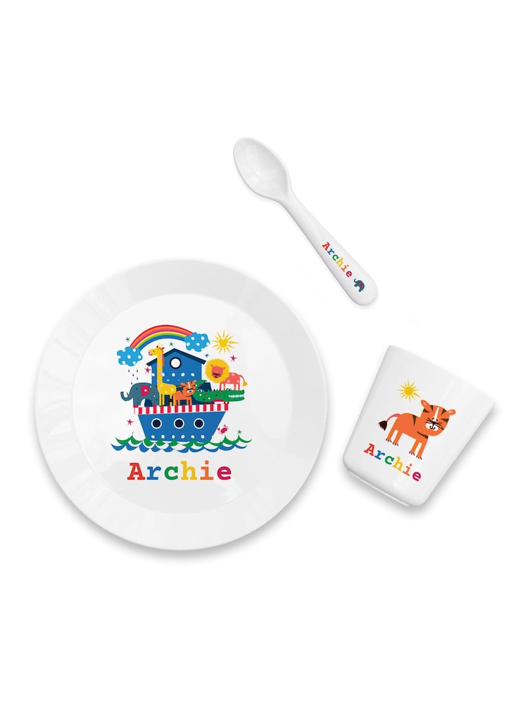 Kids Personalised Noahs Ark White Dinner Set by Treat Republic - Image 4 of 4