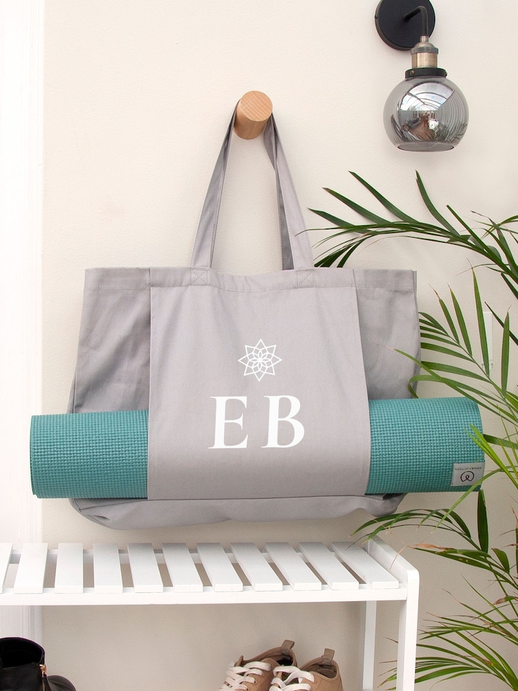 Treat Republic Grey Personalised Monogrammed Yoga Tote Bag - Image 1 of 5