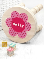 Personalised Kid’s Flower Wooden Stool by Treat Republic - Image 1 of 5