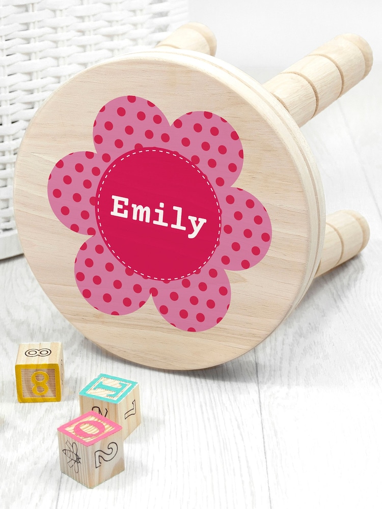 Personalised Kid’s Flower Wooden Stool by Treat Republic - Image 1 of 5