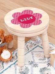 Personalised Kid’s Flower Wooden Stool by Treat Republic - Image 3 of 5