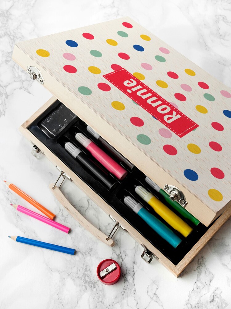 Personalised Kid’s Polka Dot Colouring Set by Treat Republic - Image 3 of 5