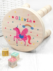 Kids Personalised Unicorn Wooden Stool by Treat Republic - Image 1 of 5