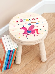 Kids Personalised Unicorn Wooden Stool by Treat Republic - Image 2 of 5