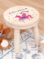 Kids Personalised Unicorn Wooden Stool by Treat Republic - Image 3 of 5