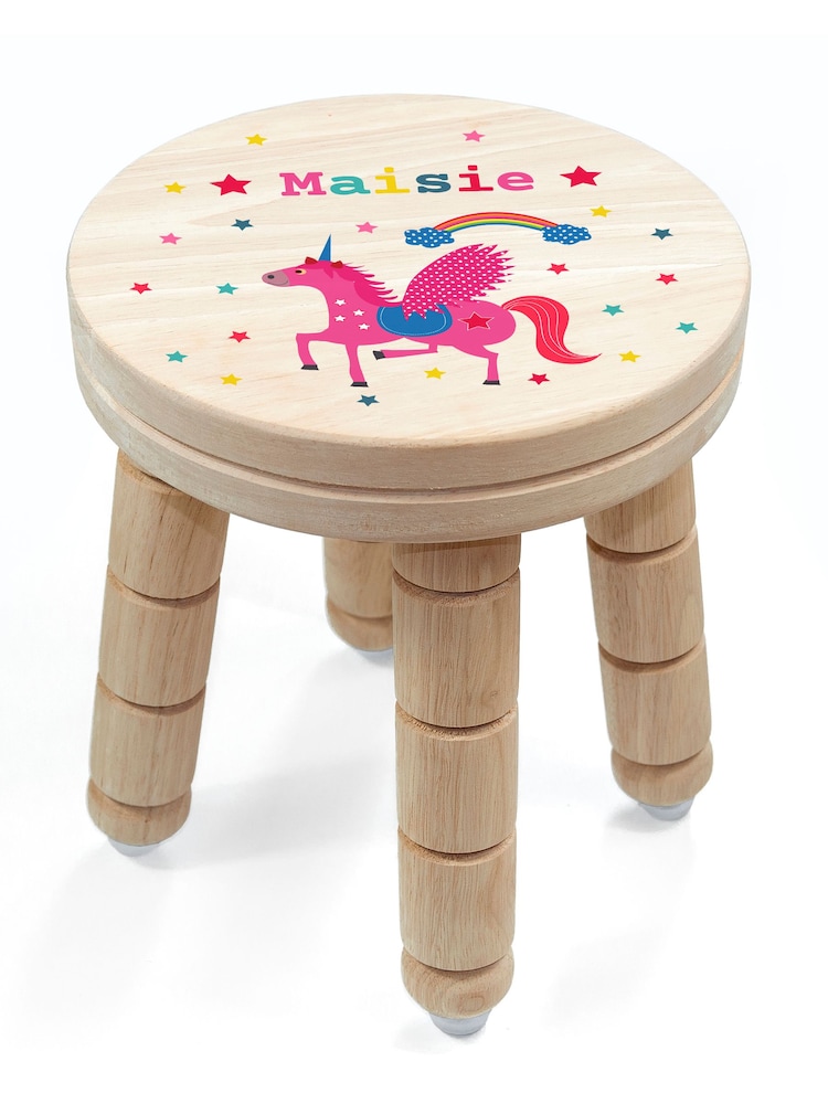 Kids Personalised Unicorn Wooden Stool by Treat Republic - Image 5 of 5