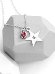 Treat Republic Tone Personalised Star with Birthstone Crystal Necklace - Image 1 of 5