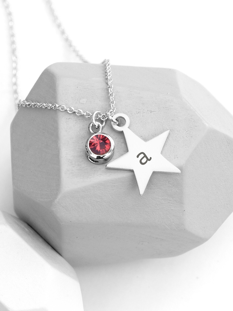 Treat Republic Tone Personalised Star with Birthstone Crystal Necklace - Image 1 of 5