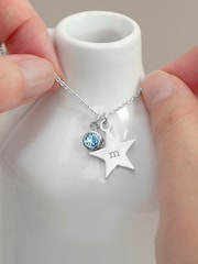 Treat Republic Tone Personalised Star with Birthstone Crystal Necklace - Image 2 of 5