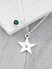 Treat Republic Tone Personalised Star with Birthstone Crystal Necklace - Image 3 of 5