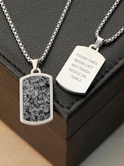 Treat Republic Personalised Mens Silver Tone Snowflake Obsidian Dog Tag Necklace - Image 1 of 5