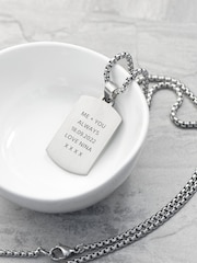 Treat Republic Personalised Mens Silver Tone Snowflake Obsidian Dog Tag Necklace - Image 2 of 5
