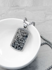 Treat Republic Personalised Mens Silver Tone Snowflake Obsidian Dog Tag Necklace - Image 4 of 5