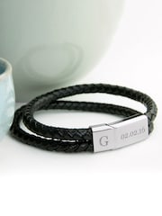 Treat Republic Personalised Dual Leather Black Bracelet - Image 1 of 4