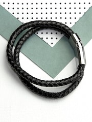 Treat Republic Personalised Dual Leather Black Bracelet - Image 2 of 4