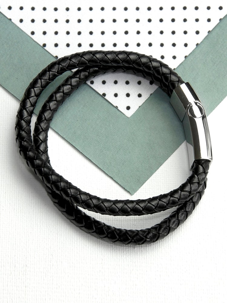 Treat Republic Personalised Dual Leather Black Bracelet - Image 2 of 4