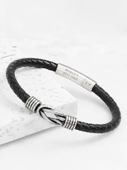 Treat Republic Personalised Mens Infinity Knot Leather Black Bracelet - Image 1 of 5