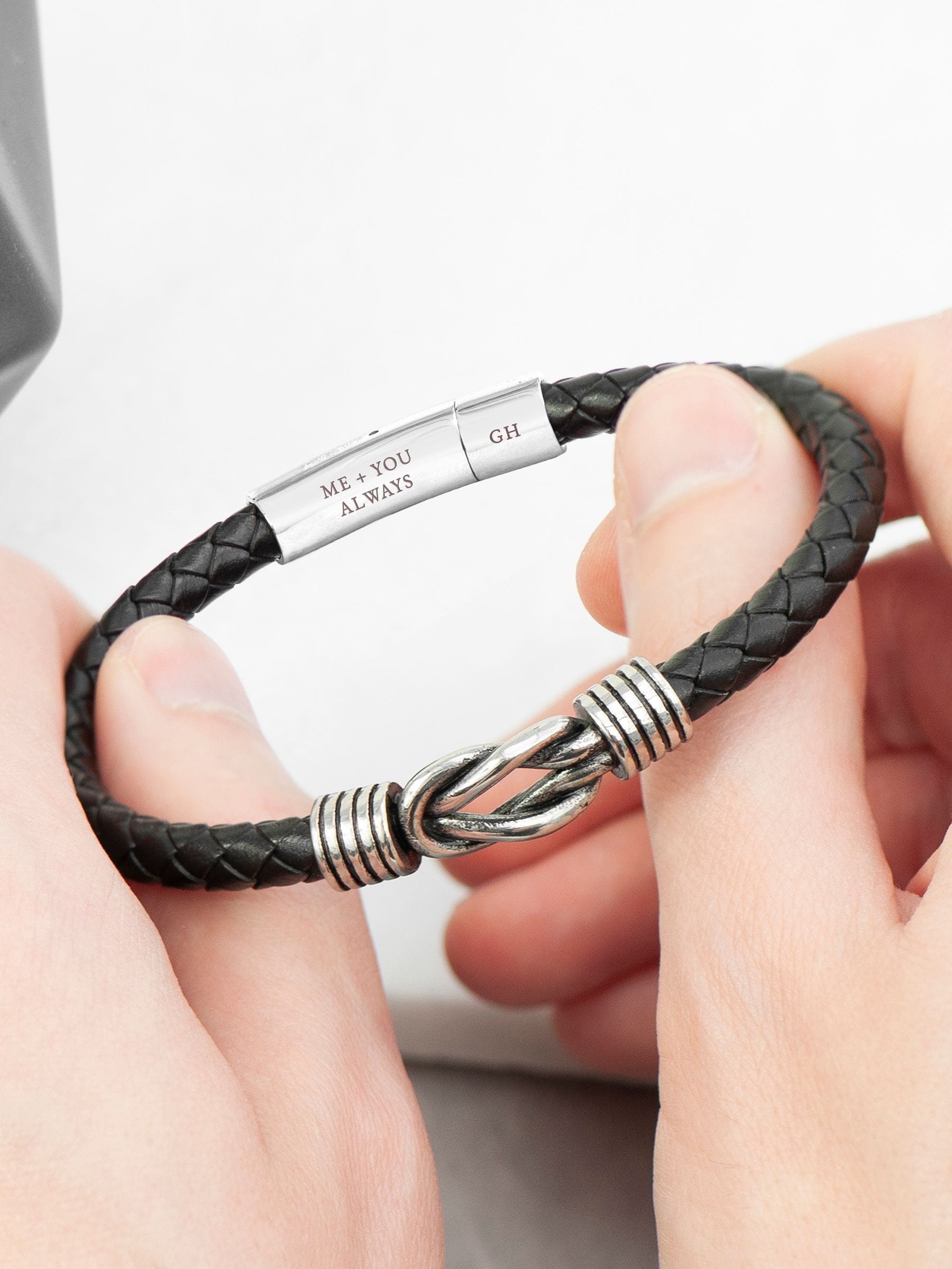 Buy Treat Republic Personalised Mens Infinity Knot Leather Black Bracelet from the Next UK online shop