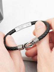 Treat Republic Personalised Mens Infinity Knot Leather Black Bracelet - Image 3 of 5
