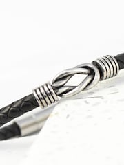 Treat Republic Personalised Mens Infinity Knot Leather Black Bracelet - Image 4 of 5