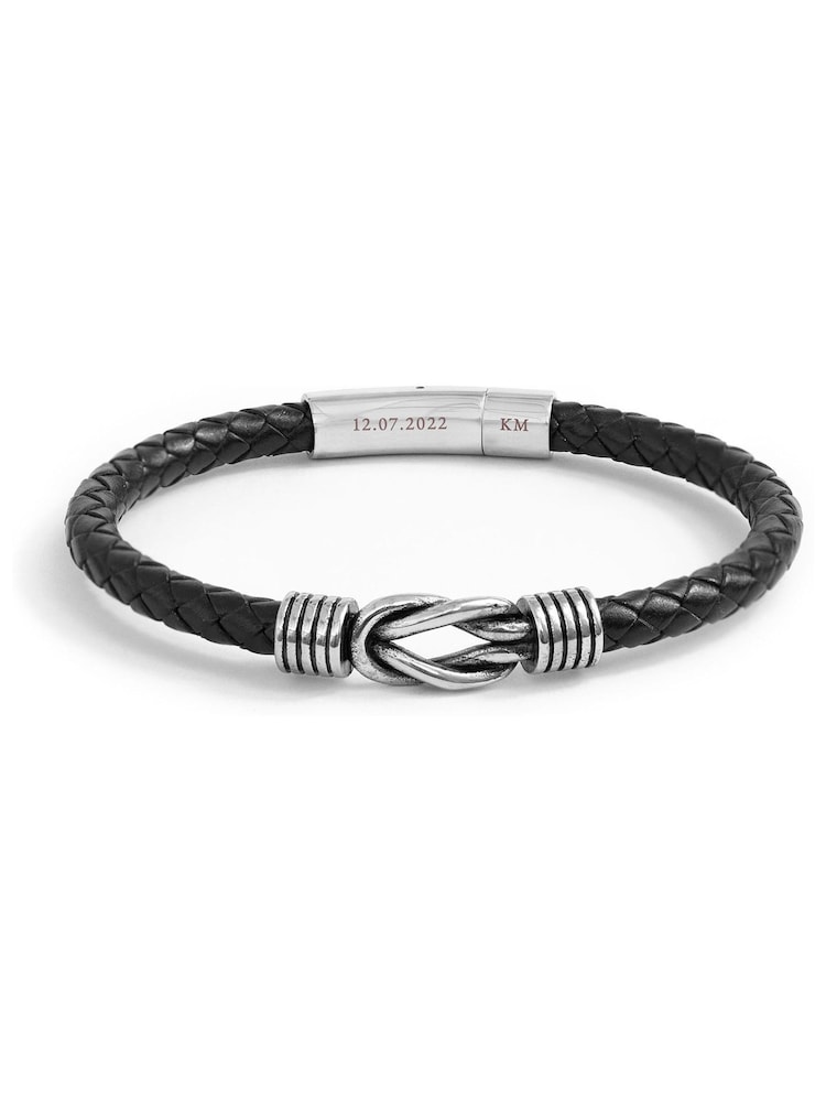 Treat Republic Personalised Mens Infinity Knot Leather Black Bracelet - Image 5 of 5