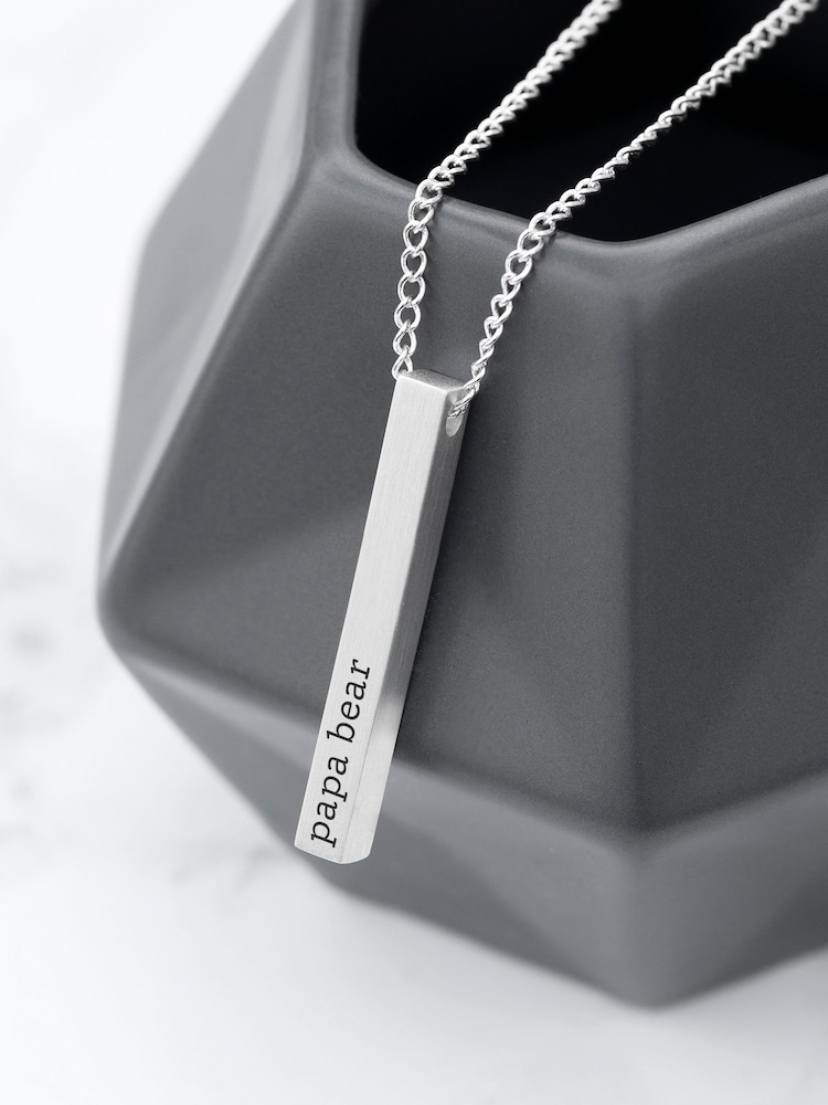 Treat Republic Mens Silver Tone Personalised Necklace - Image 1 of 4