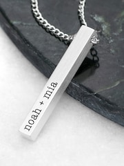 Treat Republic Mens Silver Tone Personalised Necklace - Image 3 of 4