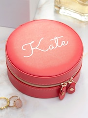 Treat Republic Personalised Pink Coral Round Jewellery Case - Image 1 of 5