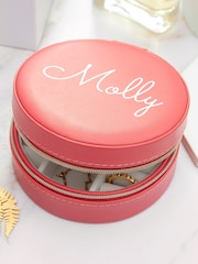 Treat Republic Personalised Pink Coral Round Jewellery Case - Image 3 of 5