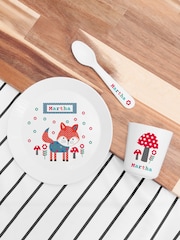 Personalised Kid's Little Fox Dinner Set by Treat Republic - Image 1 of 4