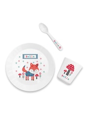 Personalised Kid's Little Fox Dinner Set by Treat Republic - Image 4 of 4