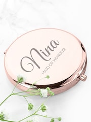 Personalised Round Rose Gold Compact Mirror by Treat Republic - Image 2 of 5